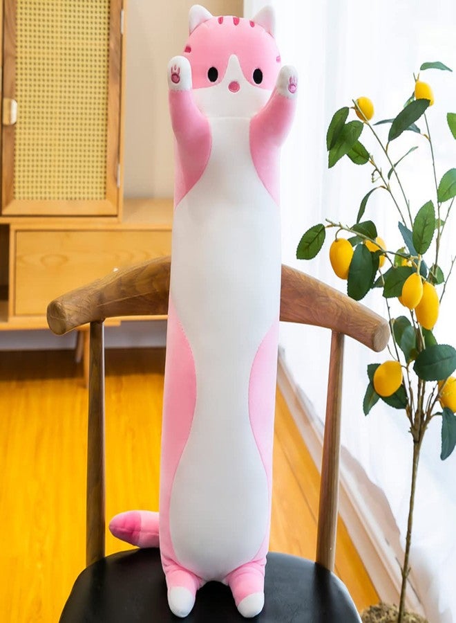 Rexinc Long Pink Cat Plush Pillow Toy Sleeping Pillow Cute Cartoon Cat Stuffed Animals Soft Long Body Pillow Gift for Kids(19.68in) - Image 4